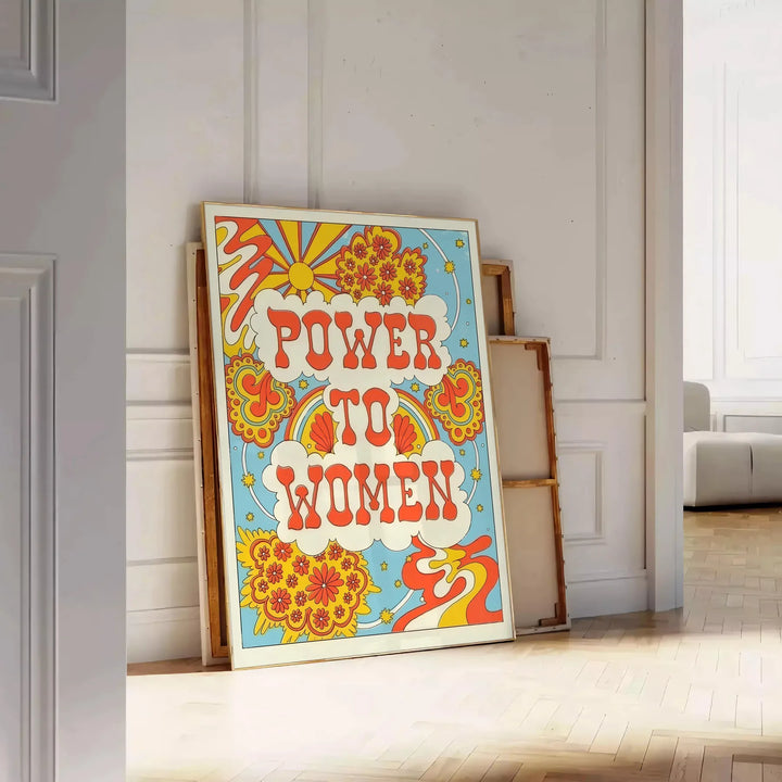 Power To Women Groovy Print Travel Poster High Quality Frame Premium Print Home Decor Color