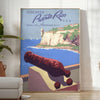 essence Puerto Rico travel poster vibrant brown green hues artwork tropical flair space unique gift wall art USA charm standalone print