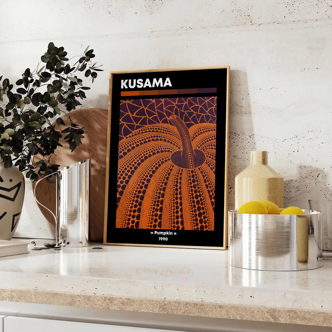 Pumpkin Yayoi Kusama Art Travel Poster High Quality Frame Premium Print Home Decor Color