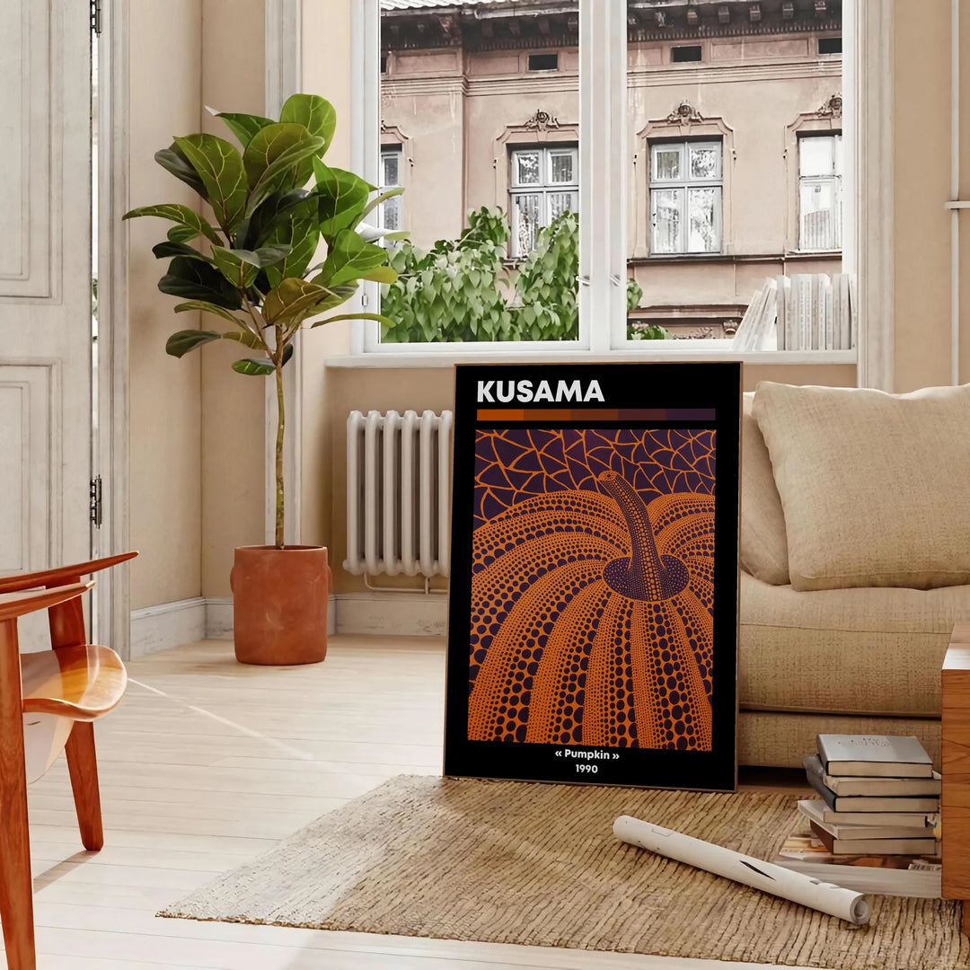 Pumpkin Yayoi Kusama Art Travel Poster High Quality Frame Premium Print Home Decor Color