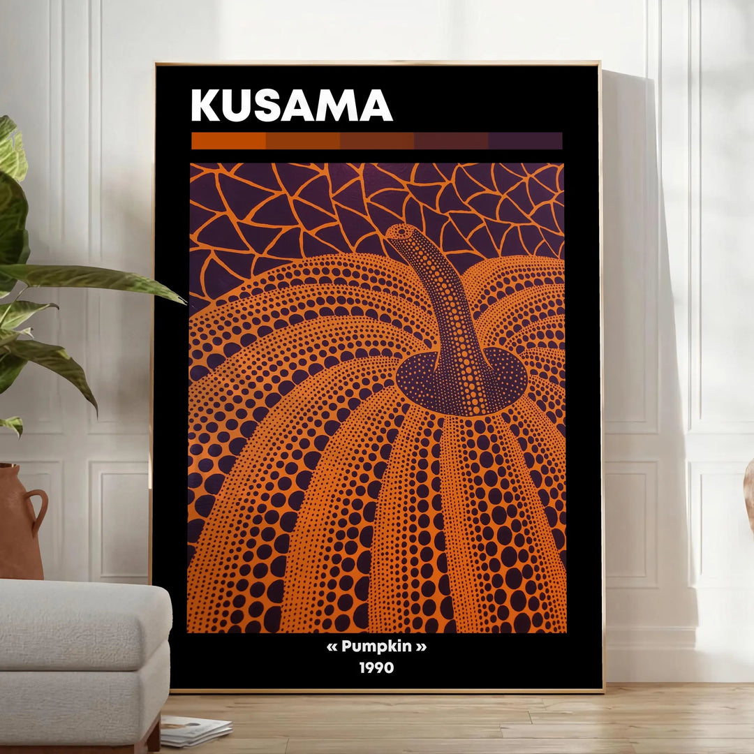 Pumpkin Yayoi Kusama Art Travel Poster High Quality Frame Premium Print Home Decor Color