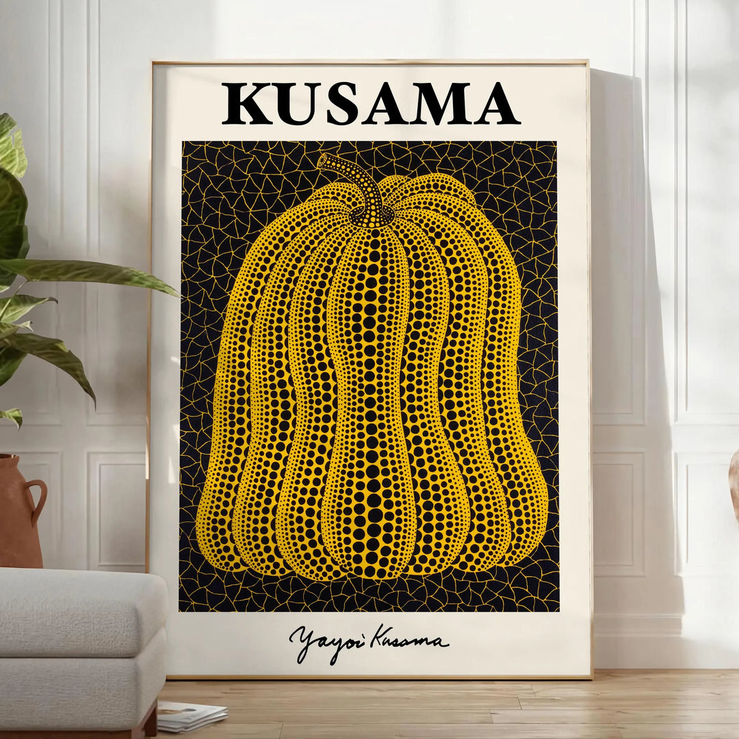 Pumpkin Yayoi Kusama Print Travel Poster High Quality Frame Premium Print Home Decor Color