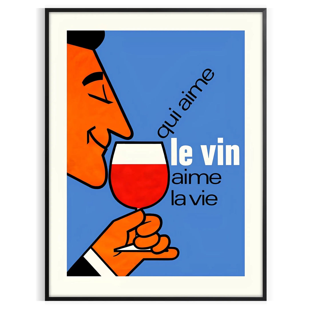 Qui Aime Le Vin La Vie Cocktail Wall Art Travel Poster High Quality Frame Premium Print Home Decor Color