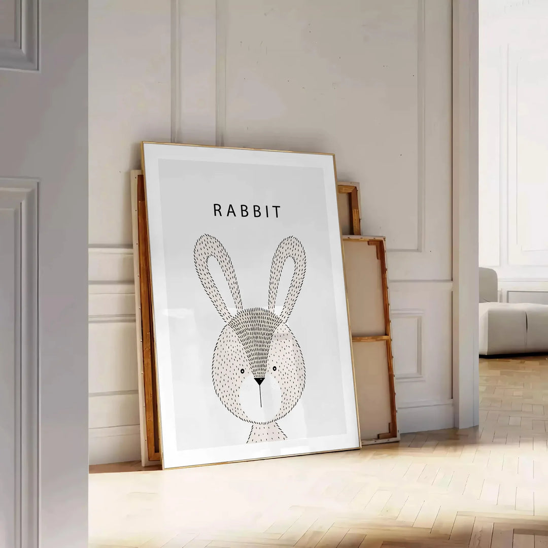 Rabbit Animal Wall Print Travel Poster High Quality Frame Premium Print Home Decor Color