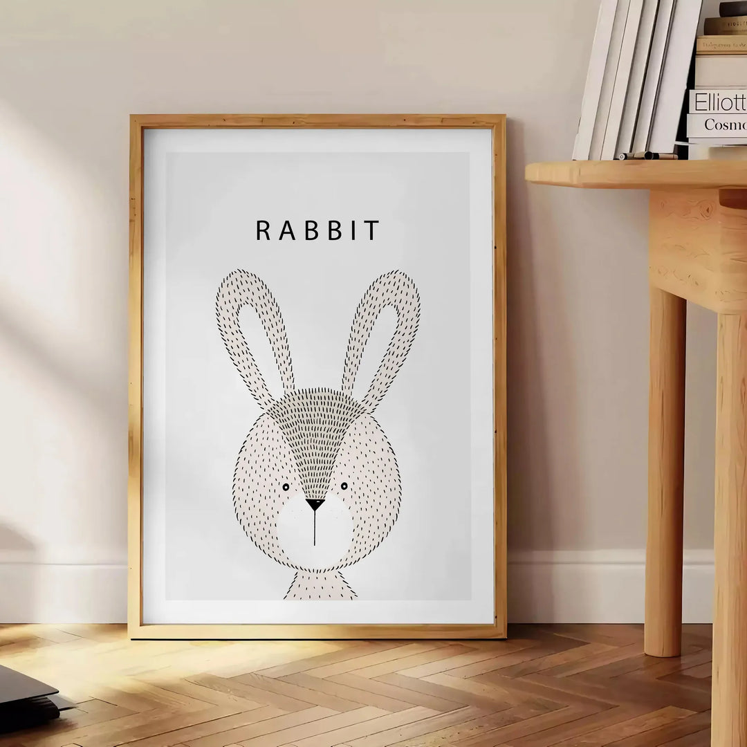 Rabbit Animal Wall Print Travel Poster High Quality Frame Premium Print Home Decor Color