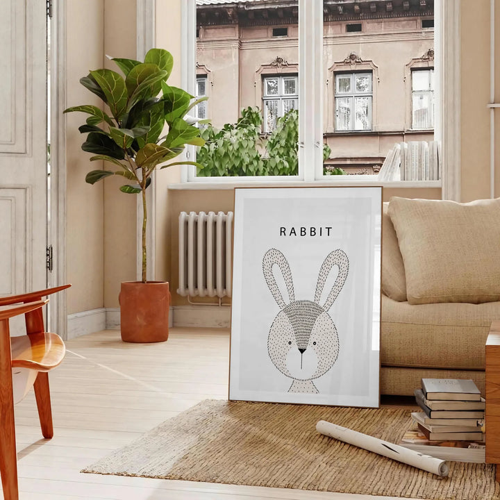 Rabbit Animal Wall Print Travel Poster High Quality Frame Premium Print Home Decor Color