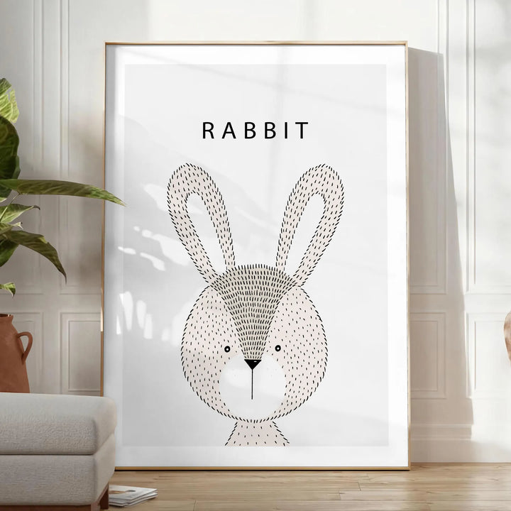 Rabbit Animal Wall Print Travel Poster High Quality Frame Premium Print Home Decor Color