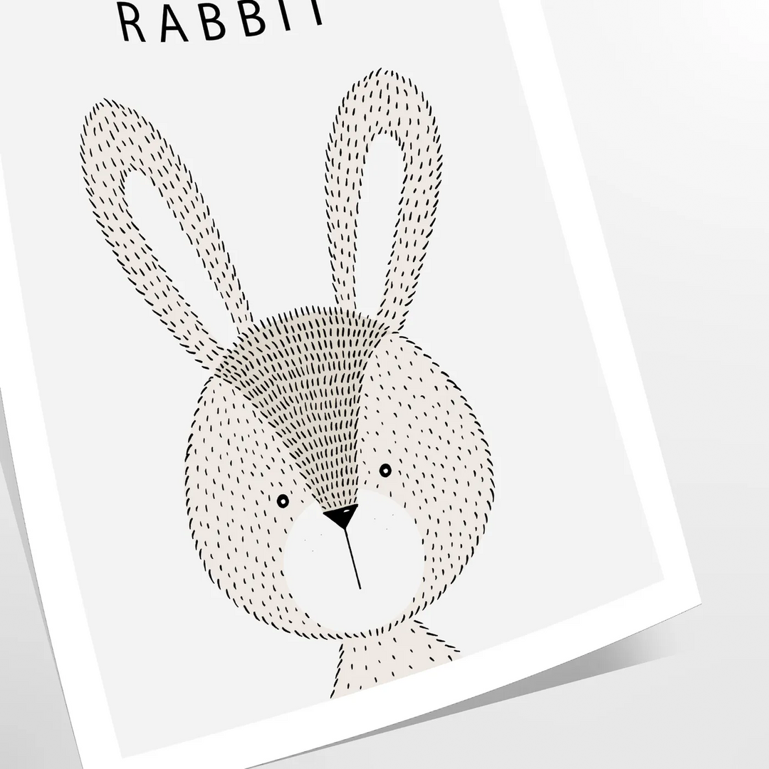 Rabbit Animal Wall Print Travel Poster High Quality Frame Premium Print Home Decor Color