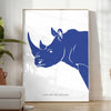 captivating beauty rhinoceros wildlife poster black blue hues wall art print touch wild space ideal gift nature lovers sizes A4 cm A0