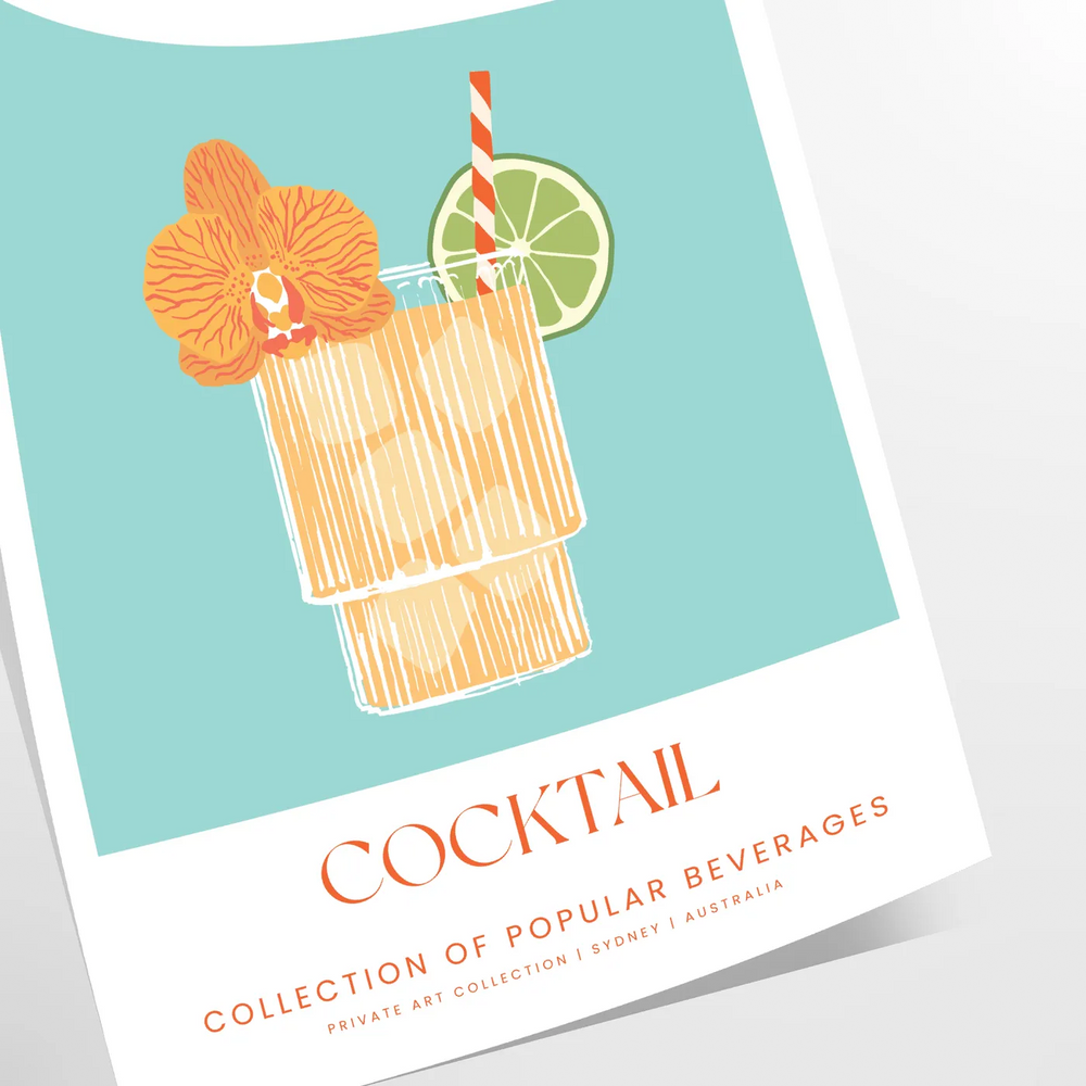 Rum Punch Cocktail Wall Print Travel Poster High Quality Frame Premium Print Home Decor Color