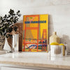 vibrant spirit San Francisco stunning travel poster warm brown orange hues captivating wall art perfect gift city lovers travelers standalone print decor