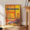 vibrant spirit San Francisco stunning travel poster warm brown orange hues captivating wall art perfect gift city lovers travelers standalone print decor