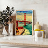 charm bygone era San Francisco Vintage Travel Poster soothing blues greens captivating wall art ideal gift unique artwork space A4 cm A0 sizes