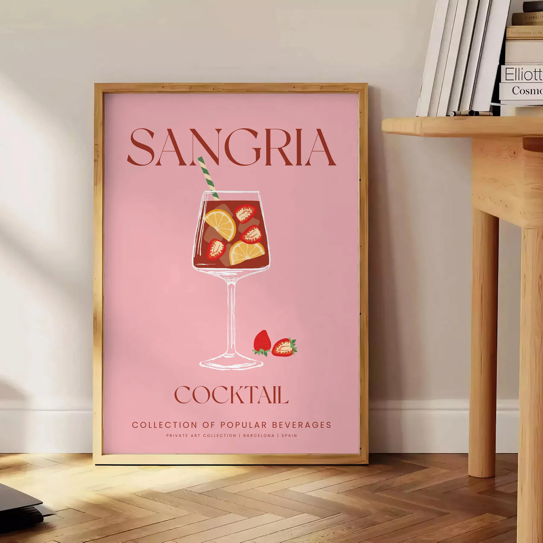 Sangria Cocktail Poster Travel Poster High Quality Frame Premium Print Home Decor Color