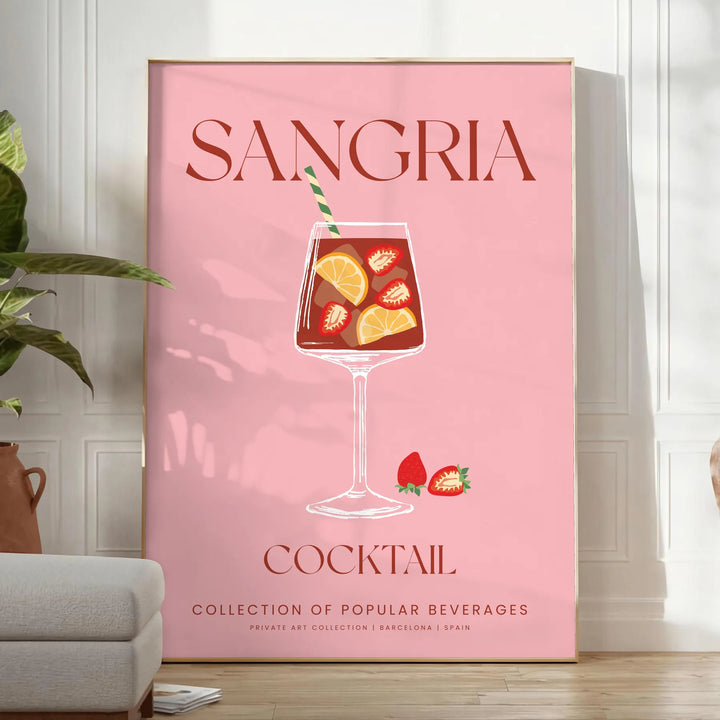 Sangria Cocktail Poster Travel Poster High Quality Frame Premium Print Home Decor Color