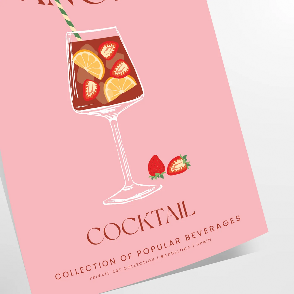 Sangria Cocktail Poster Travel Poster High Quality Frame Premium Print Home Decor Color