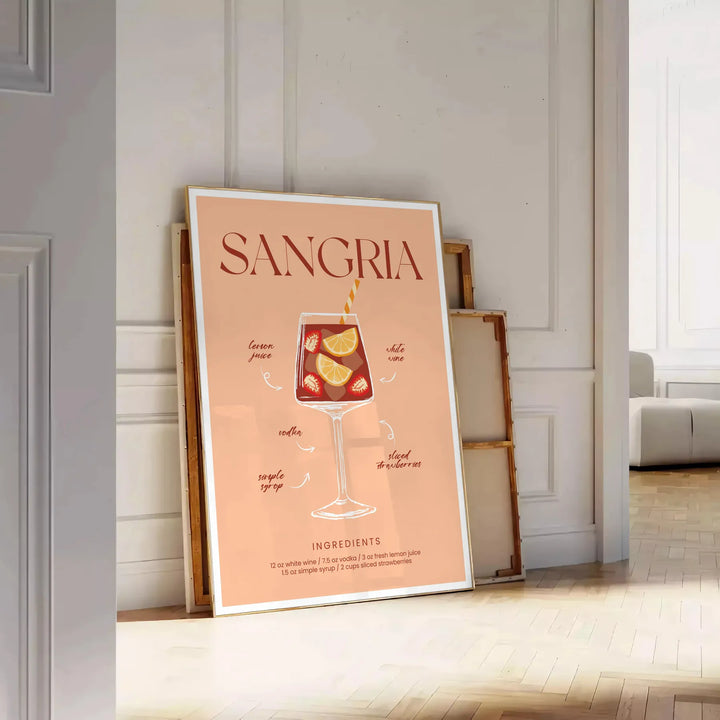 Sangria Cocktail Wall Print Travel Poster High Quality Frame Premium Print Home Decor Color