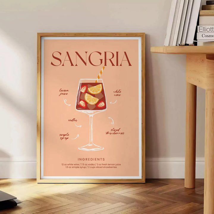 Sangria Cocktail Wall Print Travel Poster High Quality Frame Premium Print Home Decor Color