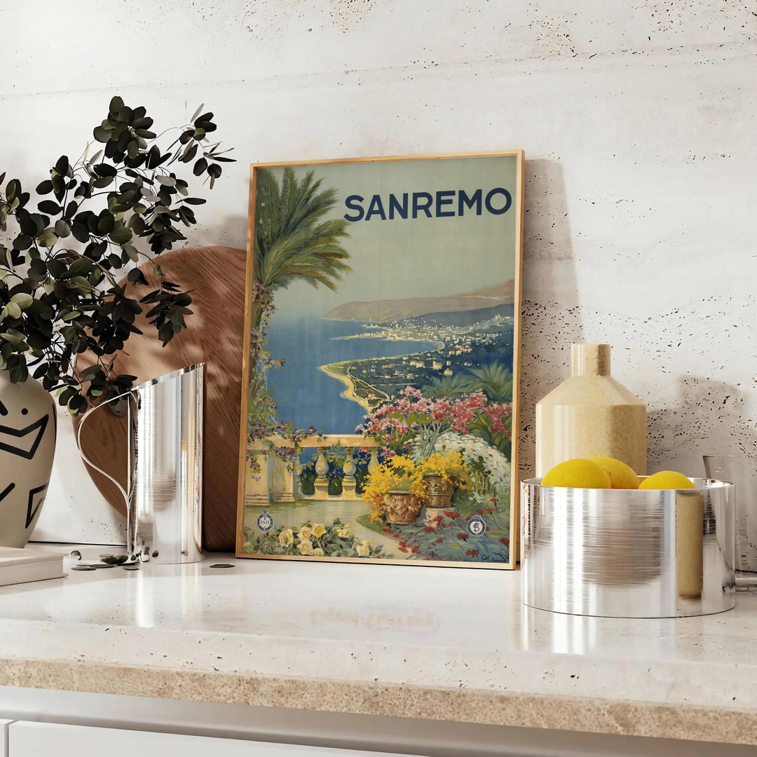 Sanremo Italy Travel Poster Poster Travel Poster High Quality Frame Premium Print Home Decor Color