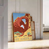 space See America travel art poster vibrant yellow blue hues spirit adventure captivating wall perfect gift enthusiasts sizes A4 cm A0