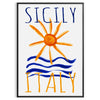charm Sicily Italy vintage poster vibrant blue orange hues wall art thoughtful gift captivating print touch Mediterranean elegance space sizes A4 cm A0