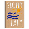 Affiche vintage Sicile Italie couleurs éclatantes bleu orange une décoration cadeau unique formats A4 cm A0