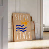 Affiche vintage Sicile Italie couleurs éclatantes bleu orange une décoration cadeau unique formats A4 cm A0