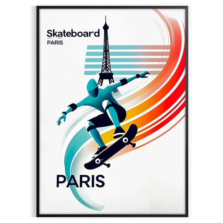 Skateboard Paris Poster Travel Poster High Quality Frame Premium Print Home Decor Color