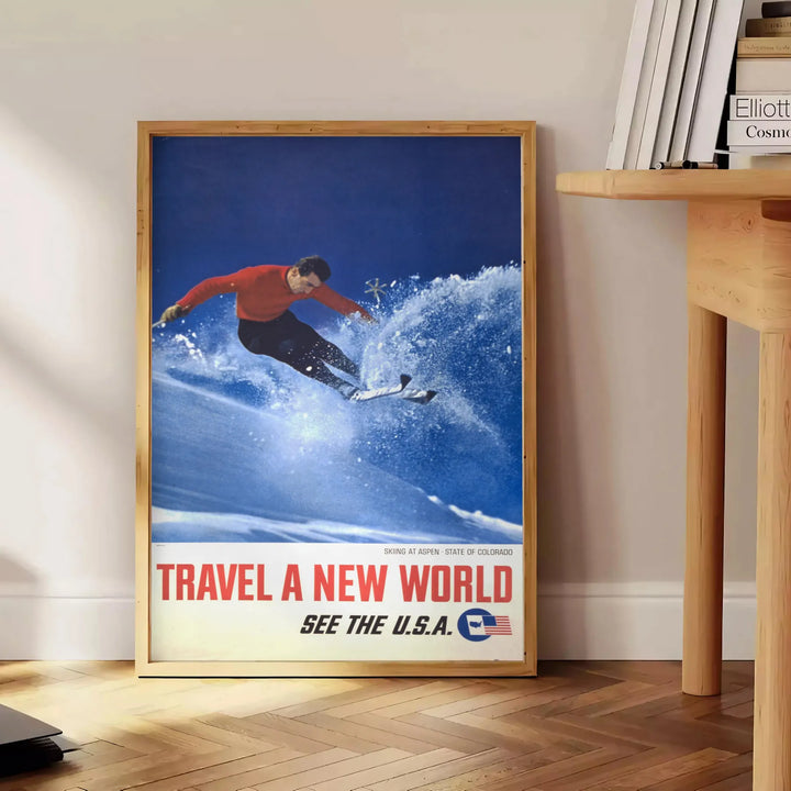 Skiing Travel Poster Print Travel Poster High Quality Frame Premium Print Home Decor Color