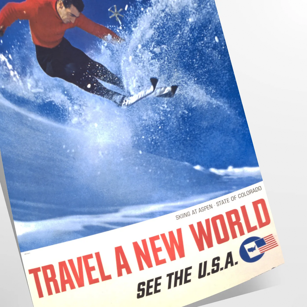 Skiing Travel Poster Print Travel Poster High Quality Frame Premium Print Home Decor Color