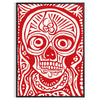 Une affiche captivante design crâne populaire teintes chaleureuses brun rouge décoration cadeau unique version cadre
