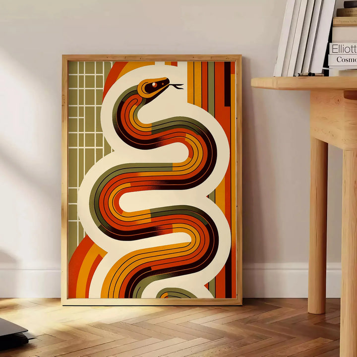 Snake Midcentury Animal Art Travel Poster High Quality Frame Premium Print Home Decor Color