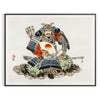 timeless art vintage Japanese soldier poster captivating blend green orange hues wall enthusiasts unique gift historic elegance space frame
