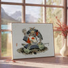 timeless art vintage Japanese soldier poster captivating blend green orange hues wall enthusiasts unique gift historic elegance space frame