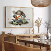 timeless art vintage Japanese soldier poster captivating blend green orange hues wall enthusiasts unique gift historic elegance space frame
