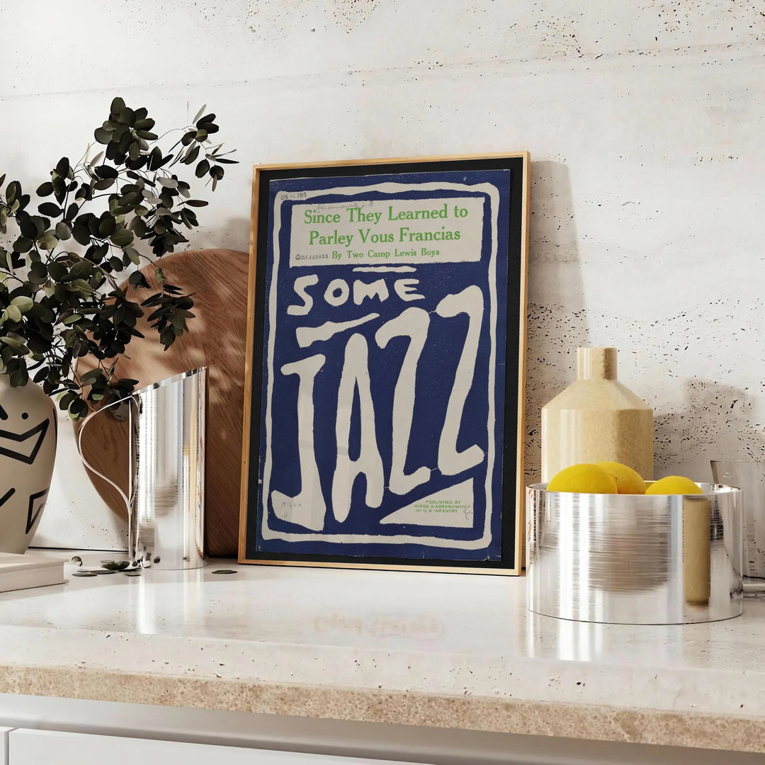 soulful essence jazz stunning gray blue poster perfect piece wall art music lovers unique gift artwork rhythm space sizes A4 cm A0