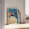 charm vintage Spain captivating poster blue rustic brown tones exquisite wall art perfect gift travel enthusiasts lovers print ready space