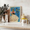 charm vintage Spain captivating poster blue rustic brown tones exquisite wall art perfect gift travel enthusiasts lovers print ready space