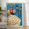 charm vintage Spain captivating poster blue rustic brown tones exquisite wall art perfect gift travel enthusiasts lovers print ready space
