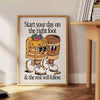 space Start Day Right Foot groovy poster vibrant orange black hues eye wall art perfect gift occasion unframed options ideal artwork decor