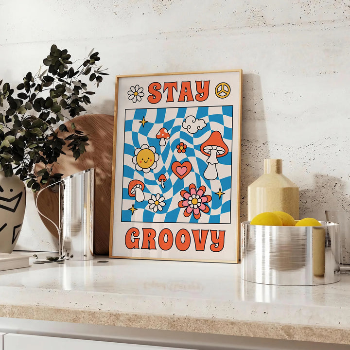 Stay Groovy Wall Art Travel Poster High Quality Frame Premium Print Home Decor Color