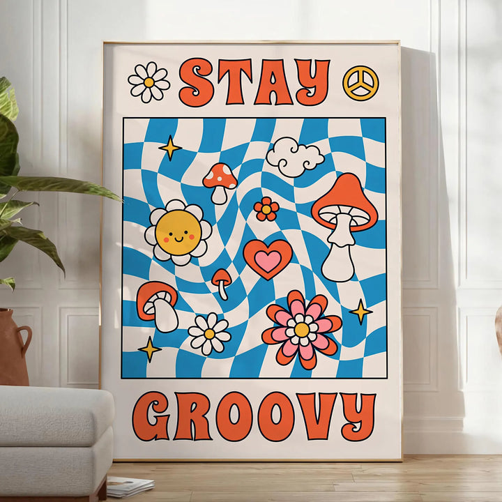 Stay Groovy Wall Art Travel Poster High Quality Frame Premium Print Home Decor Color