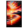 space captivating Sunset Beach Poster vibrant orange green hues wall art stunning artwork serene beauty tropical ideal gift ocean lovers unframed options
