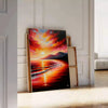 space captivating Sunset Beach Poster vibrant orange green hues wall art stunning artwork serene beauty tropical ideal gift ocean lovers unframed options