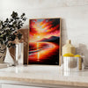 space captivating Sunset Beach Poster vibrant orange green hues wall art stunning artwork serene beauty tropical ideal gift ocean lovers unframed options