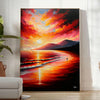 space captivating Sunset Beach Poster vibrant orange green hues wall art stunning artwork serene beauty tropical ideal gift ocean lovers unframed options