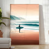 waves vibrant surf poster dynamic orange green hues coastal energy space wall art setting ideal gift enthusiasts print sizes A4 cm A0