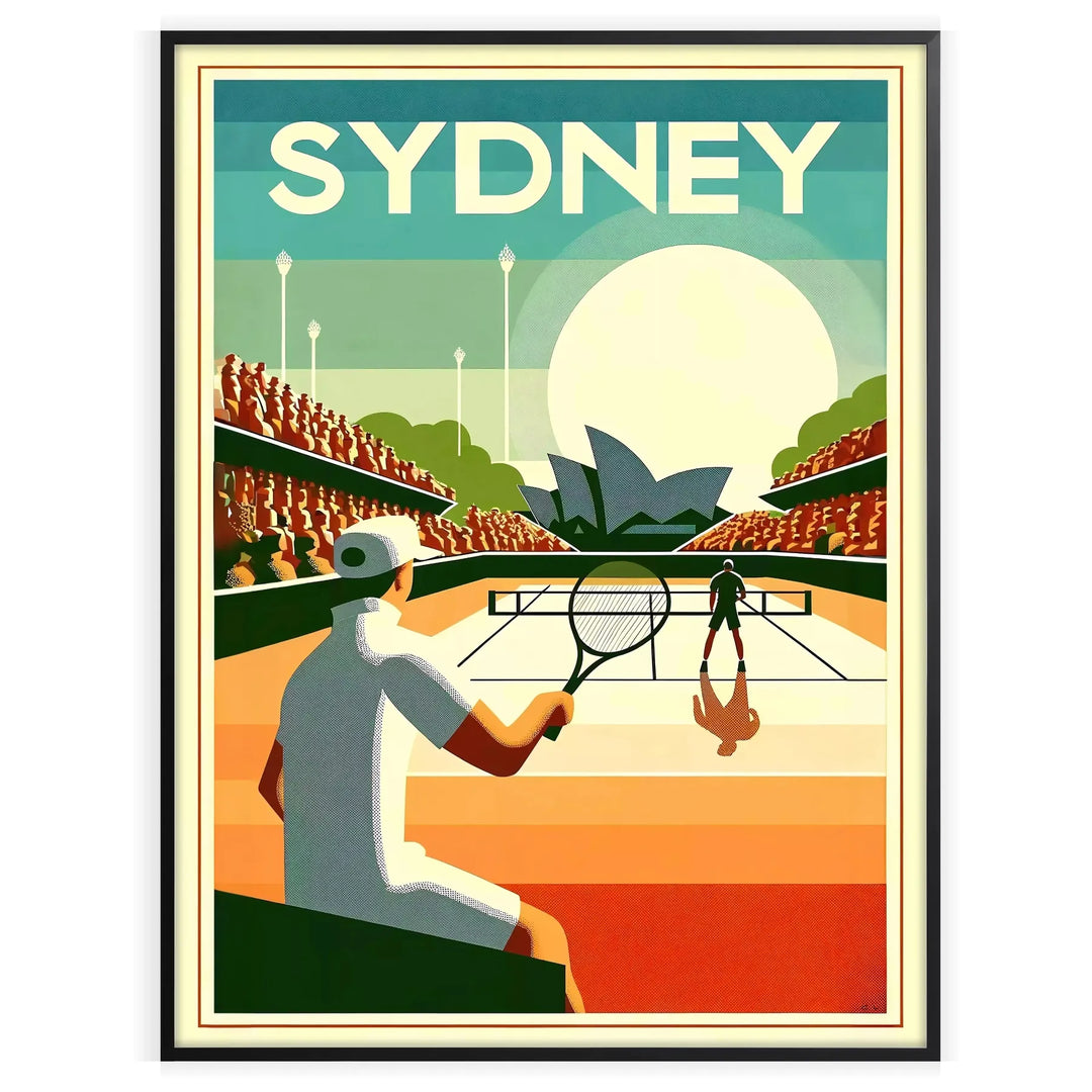 Sydney Poster Tennis Poster Vintage Travel Poster tournament, opera home deco premium print affiche locadina wall art home office vintage decoration