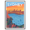 iconic allure Sydney stunning gray blue travel poster wall art artwork city essence ideal gift travelers popular print sizes A4 cm A0