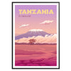 visual journey Tanzania Travel Poster rich brown purple hues stunning wall art essence Africa unique gift stylish addition decor standalone print space